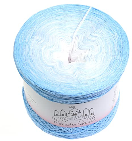 Farbverlaufsgarn Bobbel Wolle Größe wählbar Strickwolle Häkeln … (Himmelblau - Aqua außen, 300g/1140m - 4Fach)