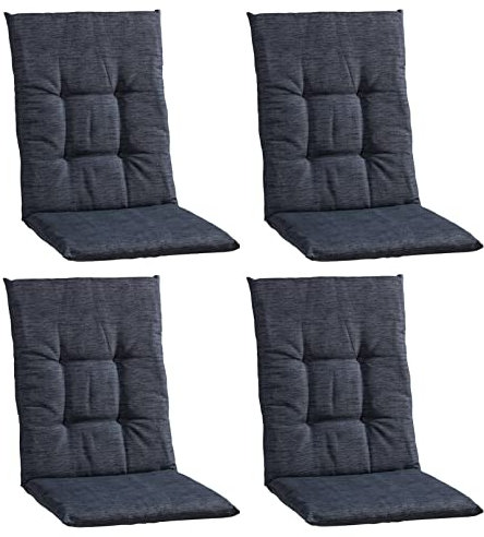 Home4You 4er Set Gartenstuhlauflagen Mittellehner - 108 x 48 cm - Dunkelgrau - Baumwolle - Polyester - Sesselauflage Sitzpolster Stuhlauflage