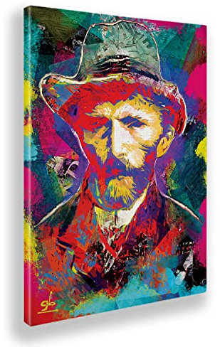 Giallobus - Gemälde - Van Gogh Pop Art Selbstporträt - Leinwand mit Standardrahmen - 50x70 - Bereit zum Aufhängen - Moderne Gemälde für zu Hause