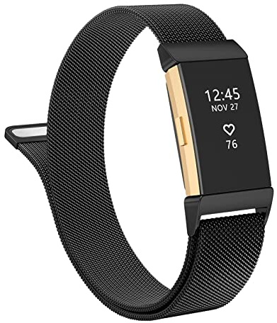 Vancle nur für Fitbit charge 2 Armband für Damen Herren,Metall Mesh Edelstahl Ersatzarmband Uhrenarmband für charge 2 Armband(L,Schwarz)