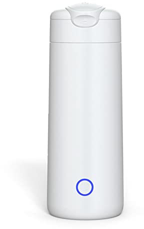 Taza de Agua de Calentamiento Eléctrico, Hervidor de Viaje de Tamaño Mini Portátil de Calentamiento Rápido de Acero Inoxidable, Hervidor Portátil de Operación Simple Multifuncional(White)