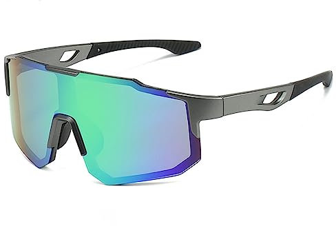 ATSGJLZN Sonnenbrille Herren Polarisiert Fahrradbrille Herren Damen Selbsttönend UV 400 Schnelle Brille, Sportbrille Polbrille für Angler Rennrad Fahrrad Mtb Grün