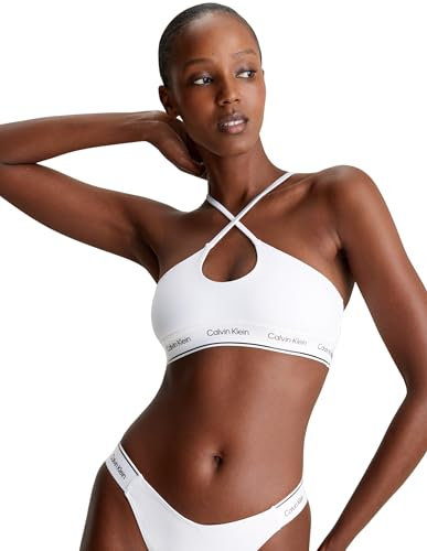 Calvin Klein Damen Bikini Oberteil Halter Bralette ohne Bügel, Weiß (Pvh Classic White), S