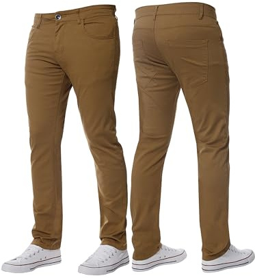 BRAND KRUZE Mens Stretch Slim Fit Chino Trousers Casual Work Jeans Pants KZ104 TAN 32W / 32L