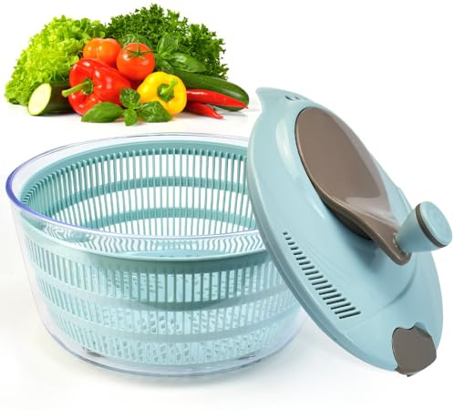 OKUYAN Essoreuse à salade moyenne avec passoire et bol facile à nettoyer, séchage rapide et rapide pour salades, laitues, fruits, légumes, 4 l (vert)