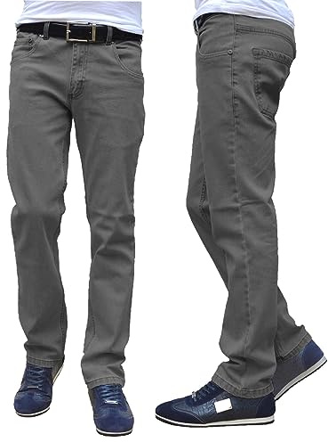 Mens Stretch Straight Leg Regular Fit Classic Basic Denim Jeans (UK, Waist & Inseam, 38, 30, Grey)
