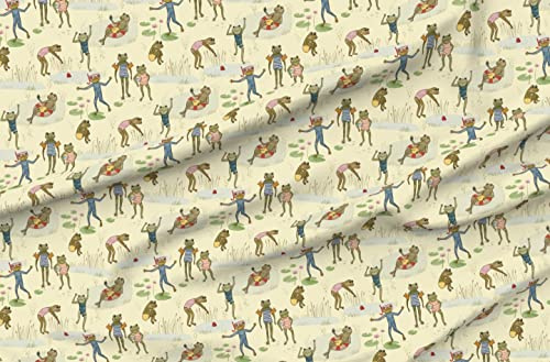Spoonflower Fabric - Pond Party Water Children Kids Summer Sports Frogs Printed on Polartec(R) Fleece Fabric by The Yard - Sewing Blankets Loungewear and No-Sew Projects