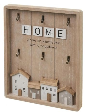 LEKE GO Caja para Llaves de Madera con 6 colgadores de Pared para Entrada, Armario para Llaves diseño Decorativa, Guardallaves para Recibidor 24x30 cm (Home Casas)