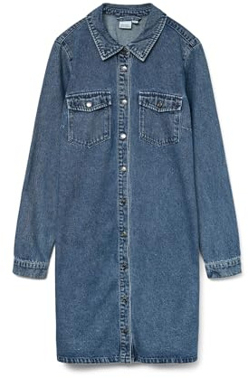 VERO MODA Vmjennie Ls Short Denim Dress Mix Noos jeansklänning, Mellanblå denim, S