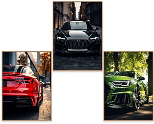 GrowArt - einzigartiges 3er-Poster-Set mit AUDI-Autos im A3-Format ohne Rahmen | hochwertiger Fotodruck | außergewöhnlicher Wandschmuck für Autoliebhaber | Motive nur bei uns erhältlich |