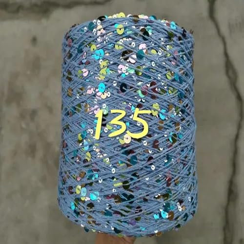 250 g Garnstränge, 100% Baumwollgarn, 6 mm und 3 mm Pailletten, Häkelgarn zum Handstricken, glitzernde bunte Fäden, Bastelset