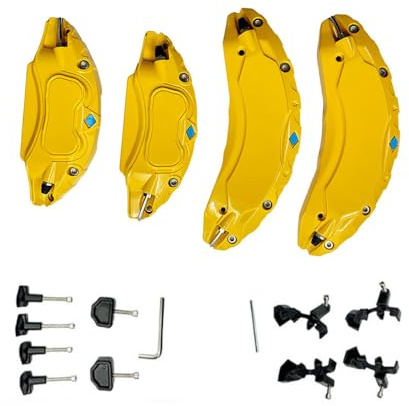 VeVaad Brake Caliper Covers,Aluminum Alloy Brake Caliper Covers,Front Rear Brake Caliper Cover,Caliper Covers, Yellow, Compatible with Tesla Model 3 Highland 2024