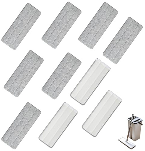 Fish DRAGATE 10 pcs mopas de Limpieza Suelos,Recambio fregona,mopa fregona de Microfibra Cabecera de Repuesto,Almohadillas Húmedas Lavables Fregona para el Hogar,Oficina,Fijación Unilateral