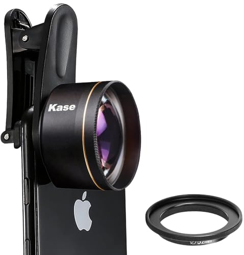 Kase HD Master Makro-Handy-Objektiv mit 52 mm Filteradapterring für iPhone 17, 16, 15, 14, 13, 12 Pro Max, Samsung, Android Smartphone, Objektivaufsatz (schwarz)