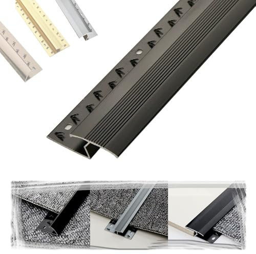 ZIUSFAC Teppichkantenleiste Aluminium Übergangsleiste 90cm Bodenübergangsstreifen, Böden/Teppich Laminat Kanten Einfassung Zierleiste, Abdeckleiste Für Türen Fliesenkant, Abdeckspalt Innerhalb 11mm(Bl