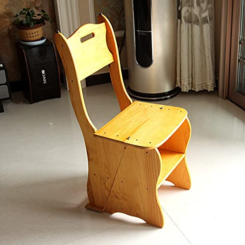 Portable 4 Step Folding Wooden Chair Ladder Multifunctional Stairway Chair for Home Living Room Library Decorative Shelf and Storage Durable and Portable Design