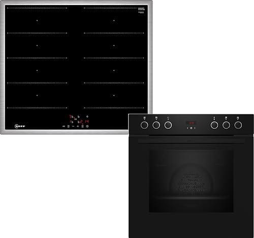 NEFF EDX4IB0 Herd-Set, Bestehend aus E1CCD2AK4 Herd, 60 x 60 cm, EasyClean Reinigung, CircoTherm, LED-Display & M66SBX1L0 Induktionskochfeld, Flex Induction, Powerstufe, Edelstahlrahmen