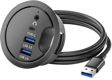 Nicear Hub USB 3.0 Scheda Audio USB-C 2 Porte Hub USB con passacavo per Desktop PC Telefono Cellulare