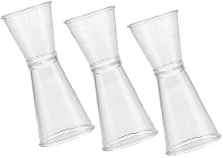 FUNNETOYU 3piezas Medidor Doble Jigger De Plástico Transparente Taza Onzas Para Bar Cócteles y Vino Herramienta Bartending Precisa y Resistente Ligera
