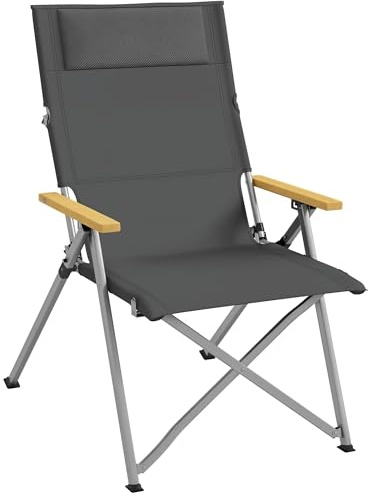 Outsunny Chaise de Camping Chaise de pêche Pliante et Portable, Dossier Ajustable, Appui-tête rembourré, Poche à l'arrière, pour randonnée, pêche, Plage et Pique-Nique, 74 x 59,5 x 98 cm, Gris foncé