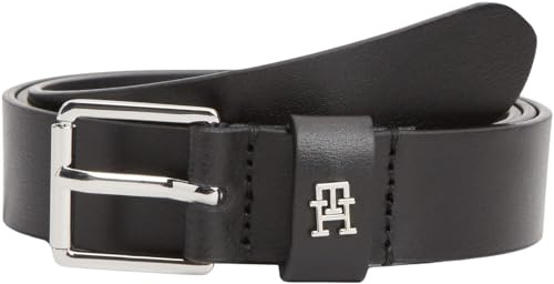 Tommy Hilfiger Damen Gürtel Square Silver 2,5 cm aus Leder, Schwarz (Black), 100 cm