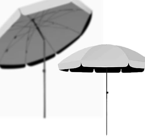 Großer 300 cm großer Strandschirm, wasserdicht und UV-beständig, 8 Stahlrippen, verstellbare Höhe, tragbarer Outdoor-Sonnenschirm mit geneigter Stahlstange, Grau, 2,8 m