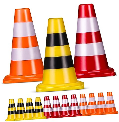 KONTONTY 15pezzi Mini Coni Stradali in Plastica Colorati per Ragazzo Ragazza Modelli Educativi di Segnaletica e Ostacoli Gioco Didattico per Apprendimento Cognitivo e Riconoscimento Colori