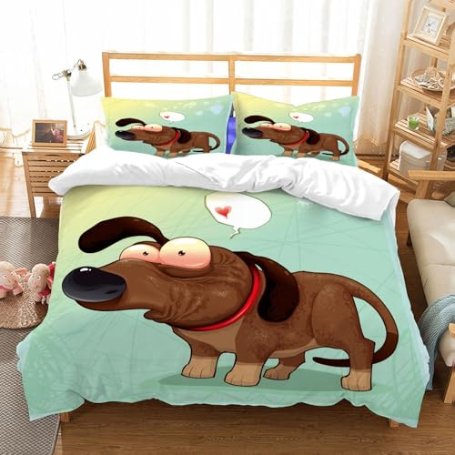 NIOYNJIS Ropa de Cama. Cubierta de Gran Comodidad,Hecha de algodón 100% Suave y Delicado,Muy amigable con la Piel,Perro Gracioso con Globo. Ilustración Vectorial de Objetos aislados. Puedes,228x264cm