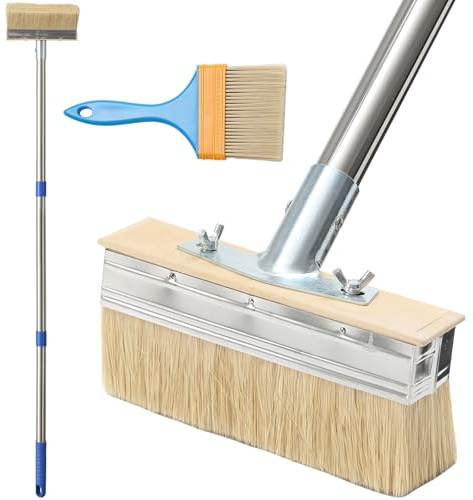 Deck Stain Brush Applicator with 60 Long Handle, 7” Wide Deck Paint Brushes for Applying Stains, Paints and Sealer on Wood Deck, Fence, Patio, Wall