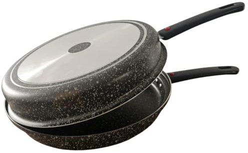 Sunrise - Padella per Frittata Girafrittata, Padella per Frittata Doppia, Tegame Antiaderente per Frittata, Girafrittata Antiaderente Made In Italy Padella Omelette (28 Cm)