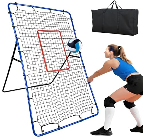 Volleyball-Rebounder-Netz, 2,8 x 1,2 m, Rückprall-Trainingsgerät mit 5 verstellbaren Winkeln, Volleyball-Übungsnetz zum Anstoßen und Spiken, Lacrosse-Baseball-Trainer für den Hinterhof