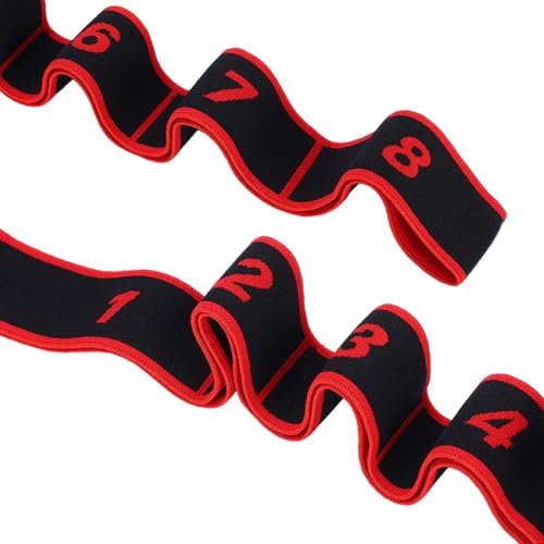 Cryfokt Banda de Resistencia para Yoga, Cinturón Elástico para Baile Latino, Ejercicios de Fitness, Corrección de Pose de Baile, Correa de Pilates de 8 Bucles (rojo)