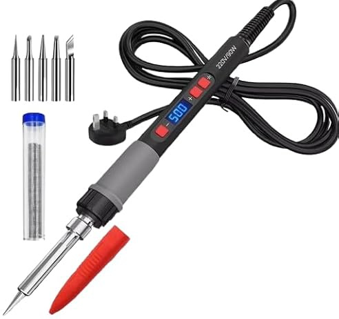 90W Digital Soldering Iron Kit Electronics Welding Tools, Adjustable Temperature 356-932°F, Rapid Heat Ceramic Core, LCD Display with Temperature Control