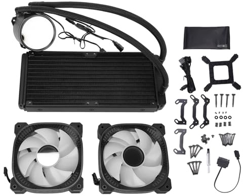 Denash Dissipatore CPU a Liquido ARGB da 240 Mm con Display LCD della Temperatura da 2,2 Pollici, Ventole PWM per AM5 AM4, LGA1851 1700 115X AM3 FM2+ (BLACK)