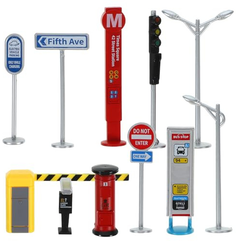 JUMPLAWN Mini Traffic Signs Toy Abs Teaching Playset for Kids