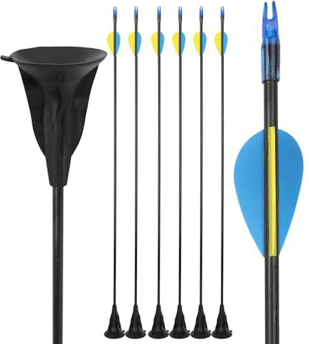 Poearcus Flecha de Tiro con Arco con Ventosa de 29 Pulgadas y Punta de Goma Segura para Principiantes (6, Azul)