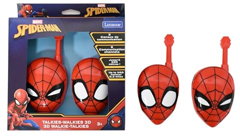 Lexibook, Spider-Man, 3D Walkie-Talkies, TW18SPLXB | 500 m Reichweite, 2 Kommunikationskanäle, Gürtelclip, Rot