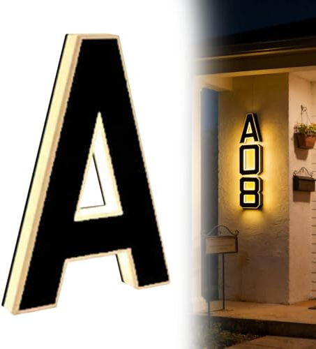 Belyst husnummerskylt 23 cm Stor personlig vattentät LED-adressskylt för hus Moderna upplysta bakgrundsbelysta adressskyltar för hem, garage, butik (A)