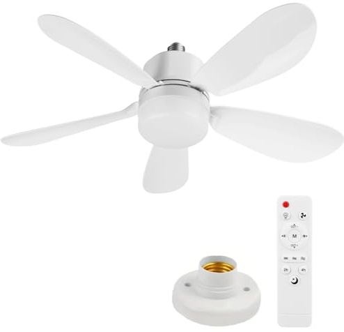 Ceiling Fan Light, E26/E27 LED Ceiling Fans with Lights & Remote Control, 5 Blades, 3 Colors Dimmable 3000K-6500K, 42cm/52cm Light Bulb Fan, Universal Ceilings Lamp for Bedroom, Living Room