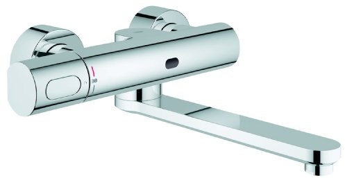 GROHE Eurosmart Ce Touchless Thermostatic Basin Mixer with Infrared Sensor Technology, Chrome Water-Saving Tap, 219mm Swivel Spout, 36332000