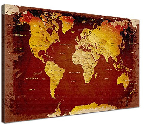 Weltkarte Nostalgie, 120 x 80 cm, einteilig, Premium ohne Kork, deutsch