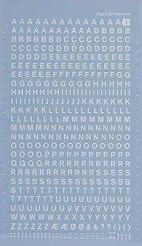 APLI DDB1F - Buchstaben und Zahlen übertragbar, schwarz. Buchstaben 4 mm weiß