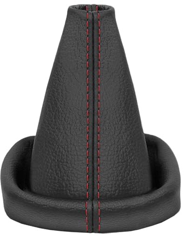 Schaltsack für VW Golf 5 V - Bj. 2003 - 2008 - aus echtem Leder - Schwarz - Rot - Schaltmanschette - Manschette für Gangschaltung - Schalthebelmanschette für Schaltgetriebe - Echtleder - A0229