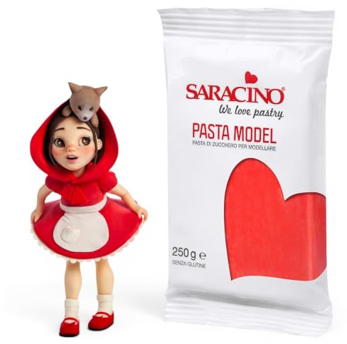 Saracino Sugar Paste Model Red Modelling Paste 250 g Gluten Free Made in Italy