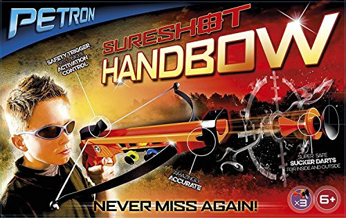 Petron SURESHOT Handbow Kinder Hand Armbrust mit 3 Pfeilen, orange/schwarz (1 Stück)