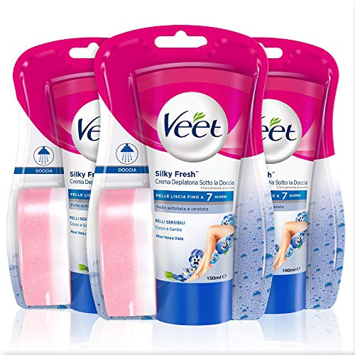 Veet - Haarentfernungscreme für empfindliche Haut, 150 ml, 3er-Pack