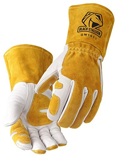 Revco GM1611 Top Grain Leather Cowhide MIG Welding Gloves with Reinforced Palm & Thumb and Index Finger, Seamless Forefinger, 5 Cuff For Extra Protection (2XL)