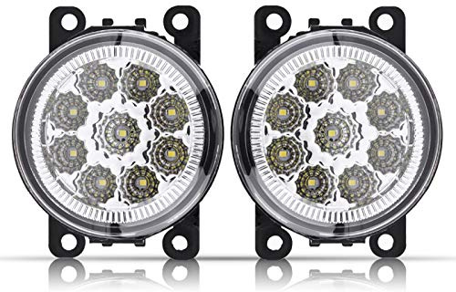 Qiilu bildimljus, 9 LED-bilar runt främre dimljus DRL varselljus (vit)