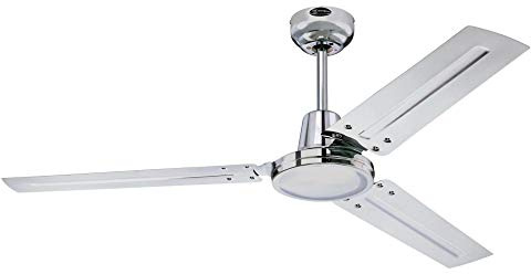 Westinghouse Lighting Deckenventilator Industrial Chrom | 122 cm | Leistungsstarker Luftumwälzer mit 4-Stufen Wandschalter | Robustes Chrom-Design
