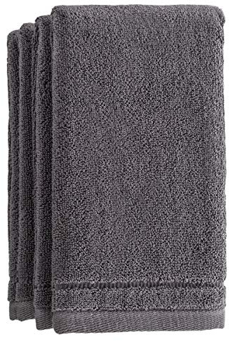 Creative Scents Cotton Fingertip Towels Set - 4 Pack - 11 x 18 Inches Decorative Small Extra-Absorbent and Soft Terry Towel for Bathroom - Powder Room, Guest and Housewarming Gift (Grey)